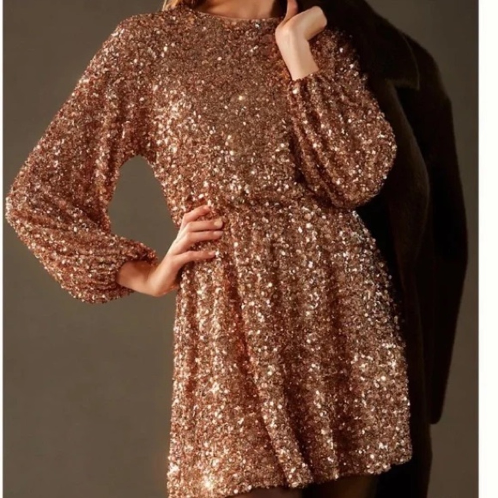 NWT Sunday in Brooklyn rose gold sequin dress, medium